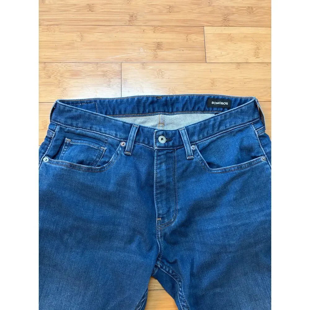 Bonobos Men’s Jeans 33x32 Slim Fit Stretch Medium Wash Blue Denim